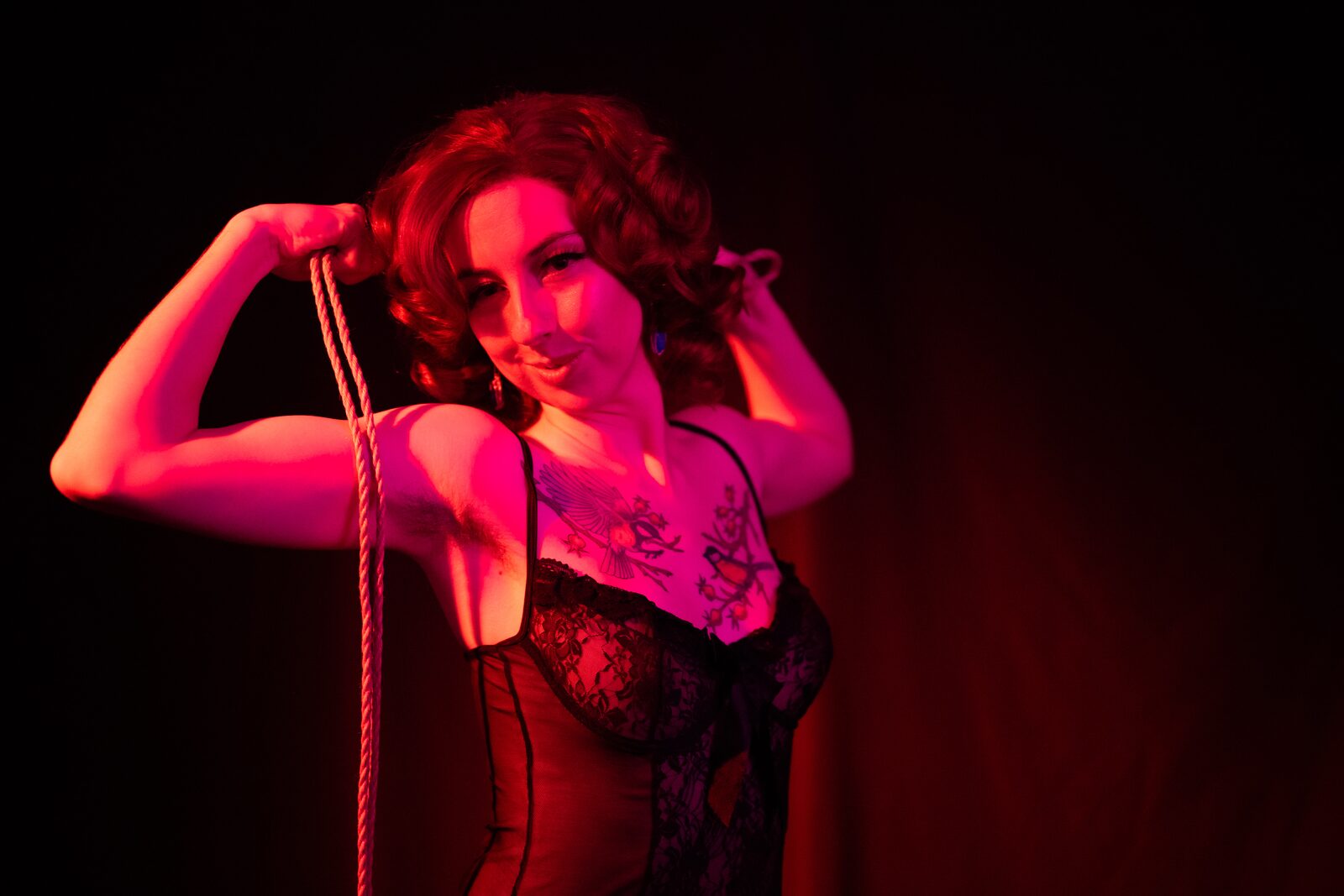 Circus burlesque portrait with rope